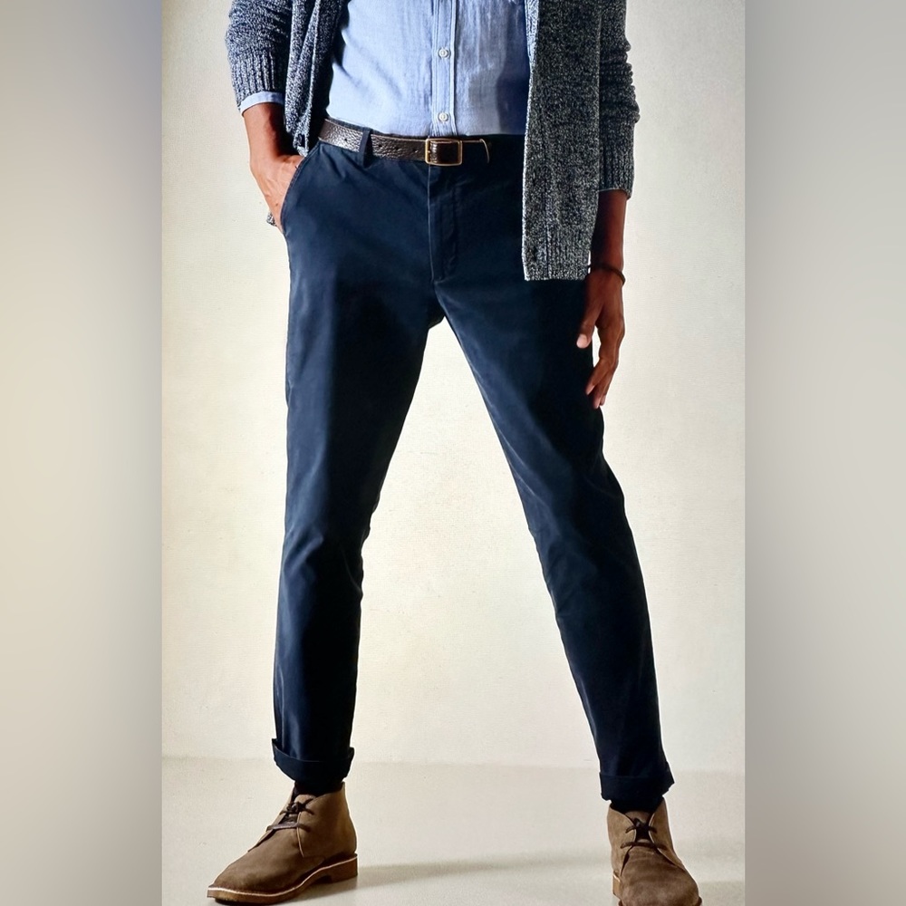 Hiltl Men’s Pero Chino Noble Contemporary Fit Pants Navy ~New~